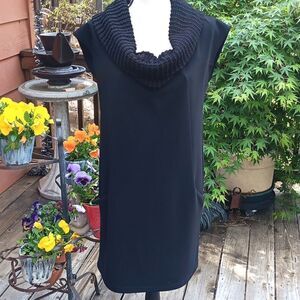 Joseph Ribkoff Black Dress With Sweater Cowl Collar